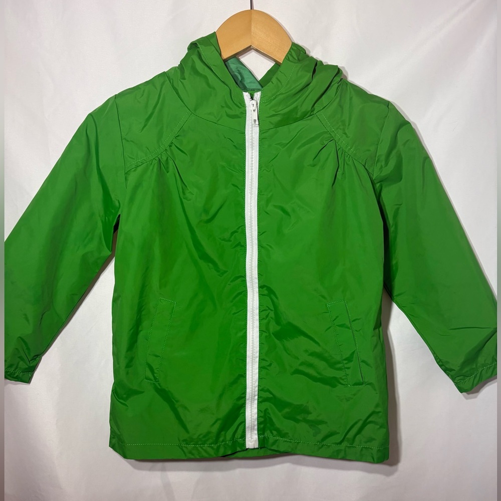 Bright Green Kids Size 4T Windbreaker Jacket with Hood – Lightweight & Comfy